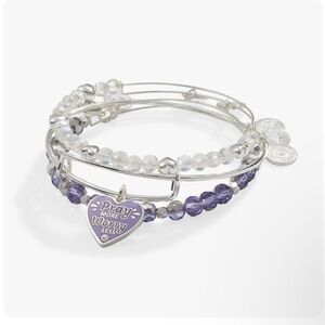 💜ALEX AND ANI💜Pray More,Worry Less Bangle Set of 3 in Shiny Silver/NWT